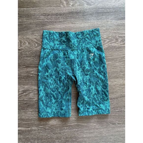 Gymshark Animal Seamless Teal Biker Cycling Shorts Size Small - Picture 1 of 4